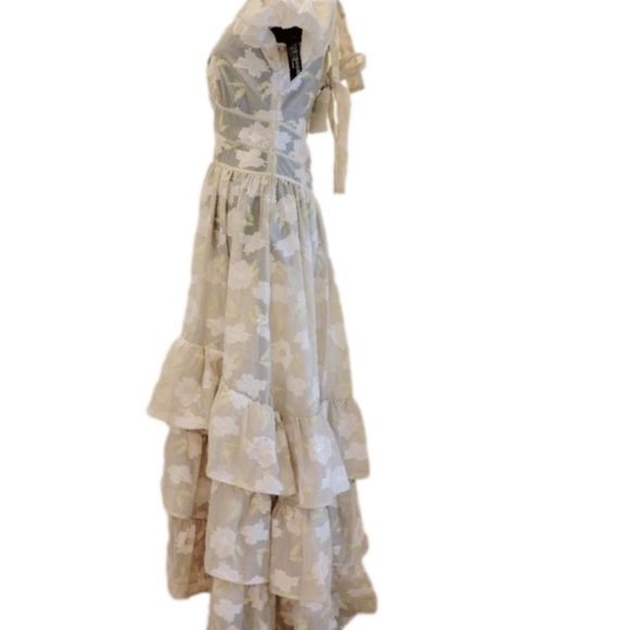 Sister Jane Dream Peasant Prairie Tiered Sheered Ruffle Formal Bridal G… - Picture 4 of 4